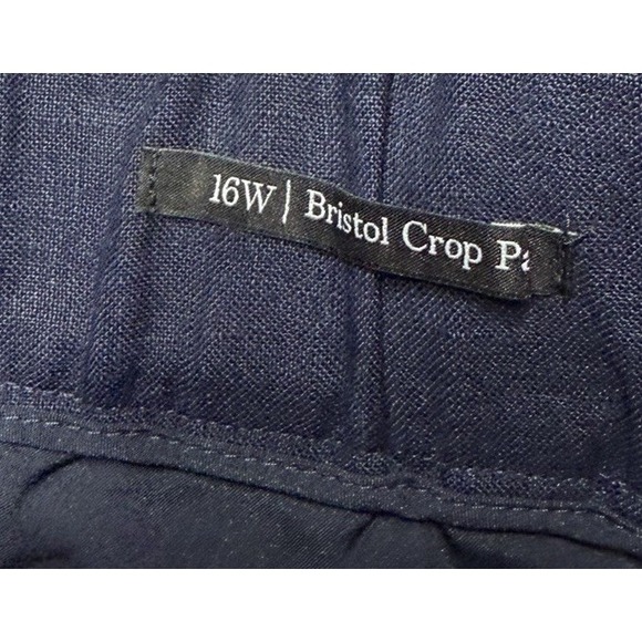 NWT Talbots Bristol Cropped Womens Navy Blue Linen Straight Stretch Pants 16W - Picture 4 of 10